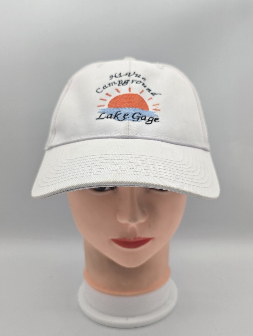 ENZA Hi-Vue Campground Lake Gage Indiana White Adjustable Hat